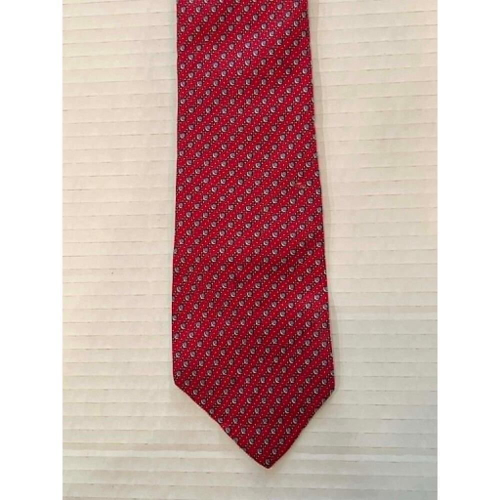 Vintage CHRISTIAN DIOR Cravates Silk Tie Red Blue Circle Print Designer COA